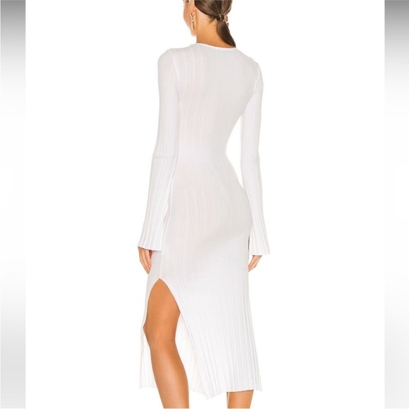 MICHAEL COSTELLO X REVOLVE Gemma Midi Dress in White Ribbed Knit Size Medium EUC - Picture 9 of 10